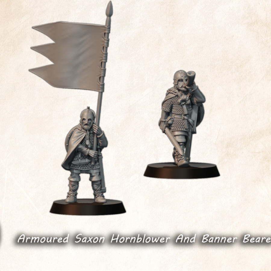 armoured saxon banner and hornblower - Kopie